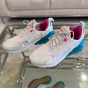 Nike White Teal Pink Yellow Air Max Sneakers